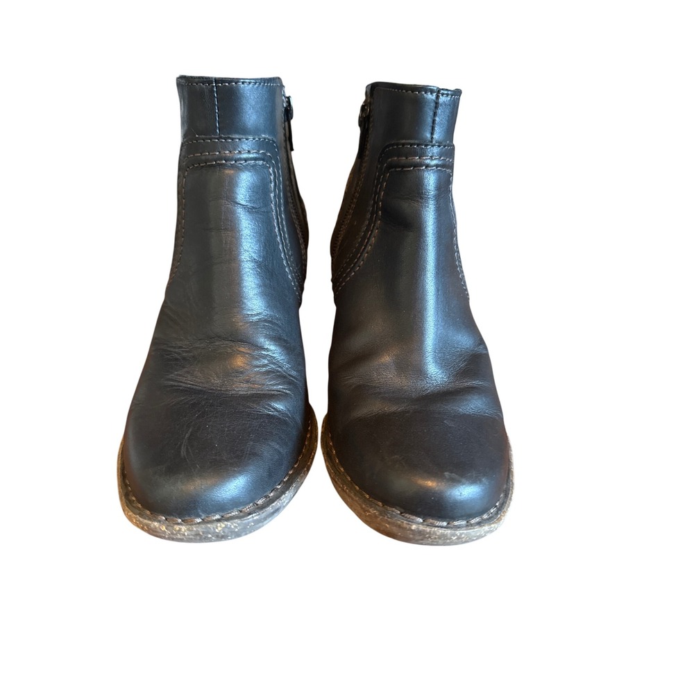 Clarks Carleta Paris Ankle Boot Side Zip Women 8‎ M Black Leather Block Heel
